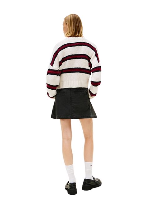 Cardigan relaxed fit a righe con distintivo ANCIENT WHITE Tommy Hilfiger | DW0DW21678YBH